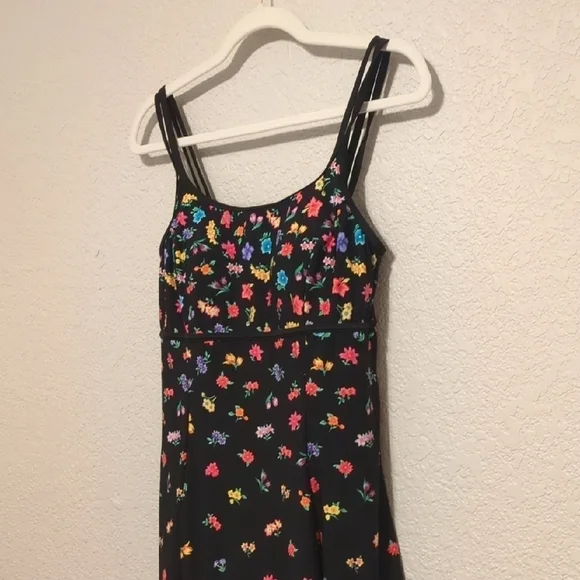 St. John's Bay black floral camisole one piece tank swim suit - Picture 2 of 8